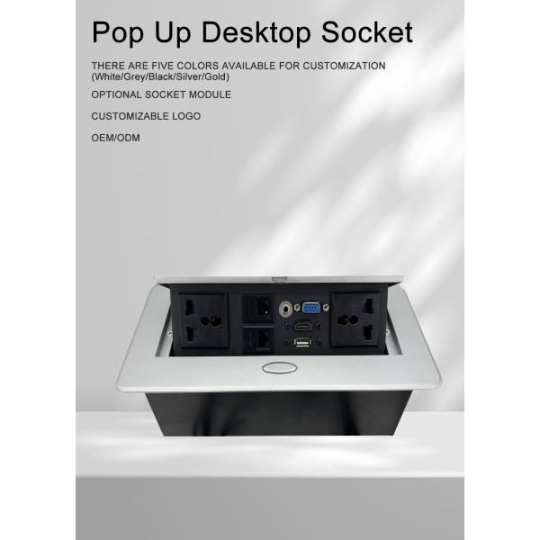 Multi-Functional Power Socket for Office Desk Zinc Alloy Hidden Pop-Up Table Outlet EU Plug Compatible US/AU