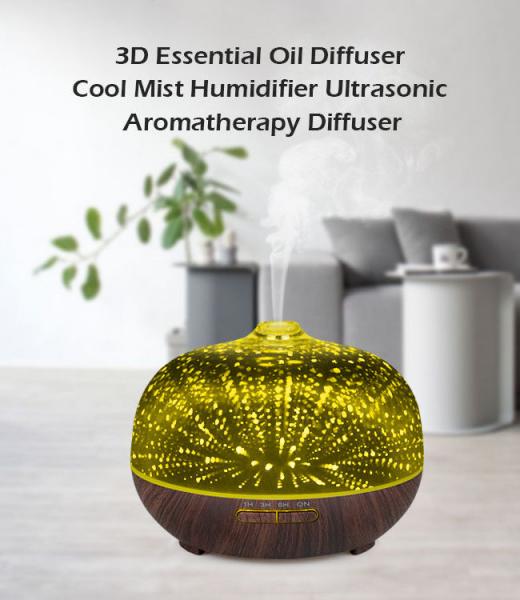 Indoor 3D Glass 6H 300ml Aroma Diffuser Ultrasonic Humidifier