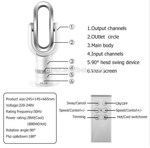 10 inch cooling heating Bladeless Fan