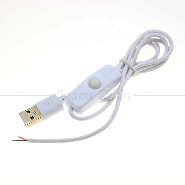 DIY 1m Power on off Controller Open Wire USB Switch Cable for Led Light Strip Lamp