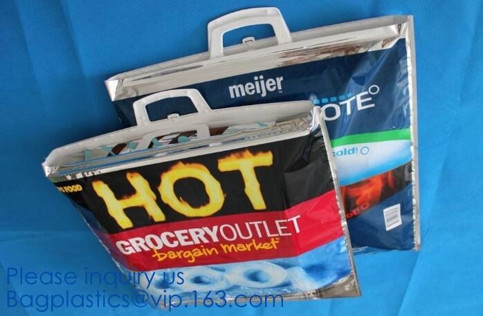Custom Packing Aluminum Foil Zip-Lock Grocery Handle Thermal Insulation Cooler Bag For Outdoors,Promotional Insulated La