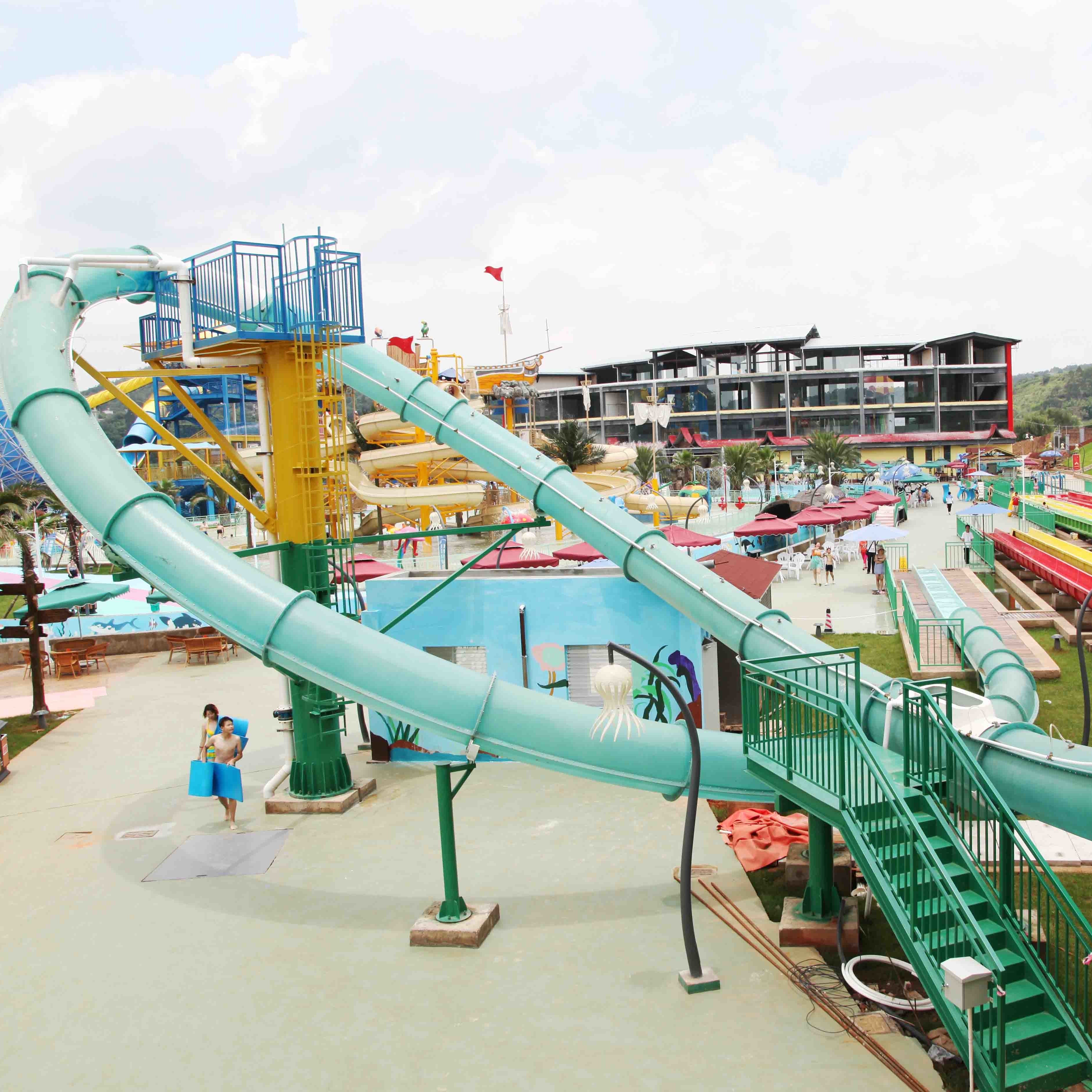 Aqua Loop Huge Fiberglass Water Slides For Adult , Fixed Type Slide for Outdoor Water Park