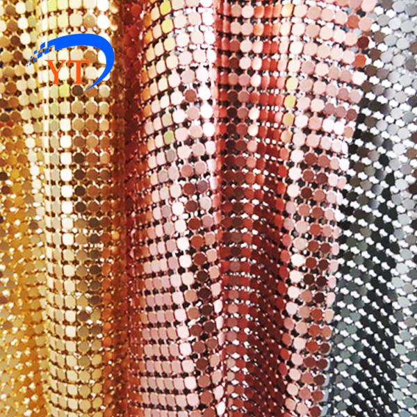 Gold / Silver Sequin Mesh Fabric , 3x3mm Decorative Metallic Mesh Fabric For Tablecloth