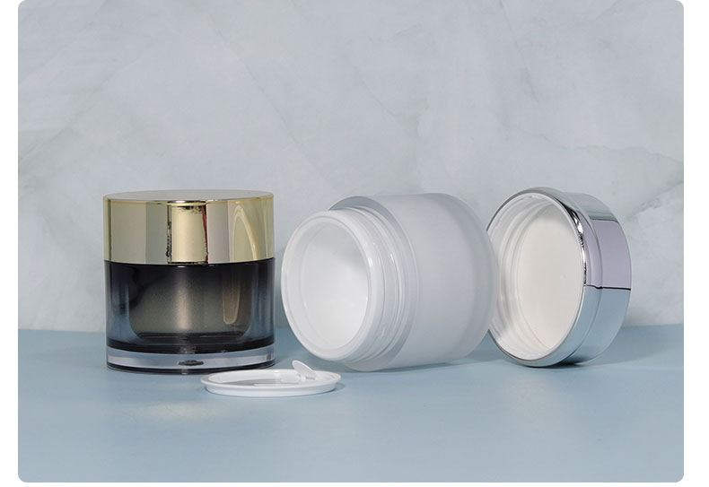 Industrial Cosmetic Luxury Black White Acrylic Plastic Double Wall Natural Body Scrub Container 50g 30g Jars With Lids