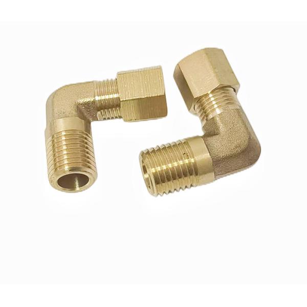 CNC Brass 90 Degree Elbow With Compression Fittings 1/2x1/2 NPT