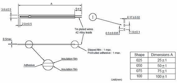 Thin Film Type NTC Thermistor NTC Temperature Sensor For Home Appliances