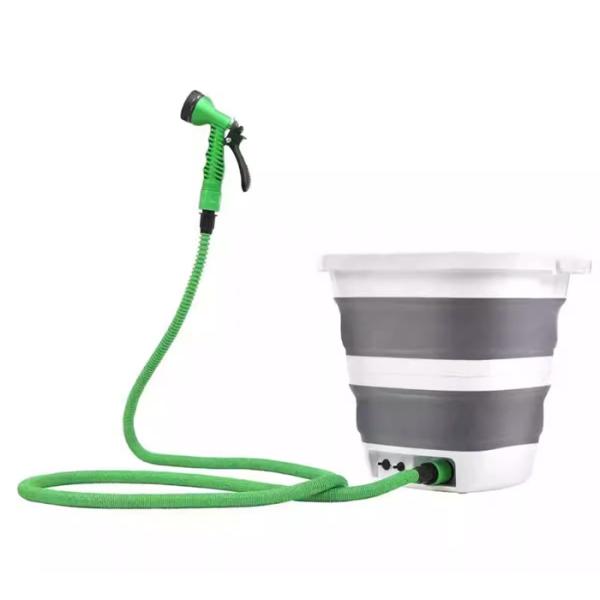 Portable 3-Gallon Collapsible Bucket with Electric Pump for Outdoor Camping Showers
