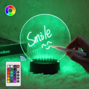 2022 Hot Deals Erasable Writing Board Creative DIY RGB LED Memo Message Luminous Note Acrylic Writing Board Light