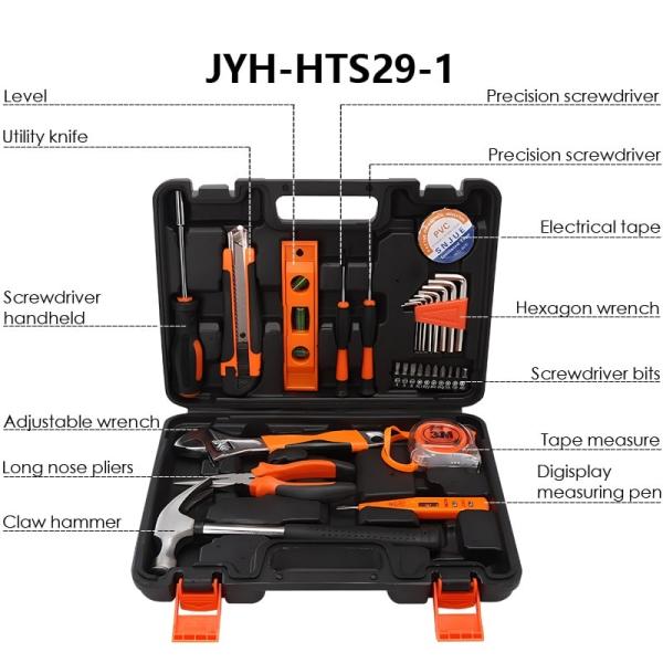 JYH-HTS22-1 High Quality 22 Pcs Kit Carbon Steel Repairing General Household Hand Tool Set with Plastic Toolbox