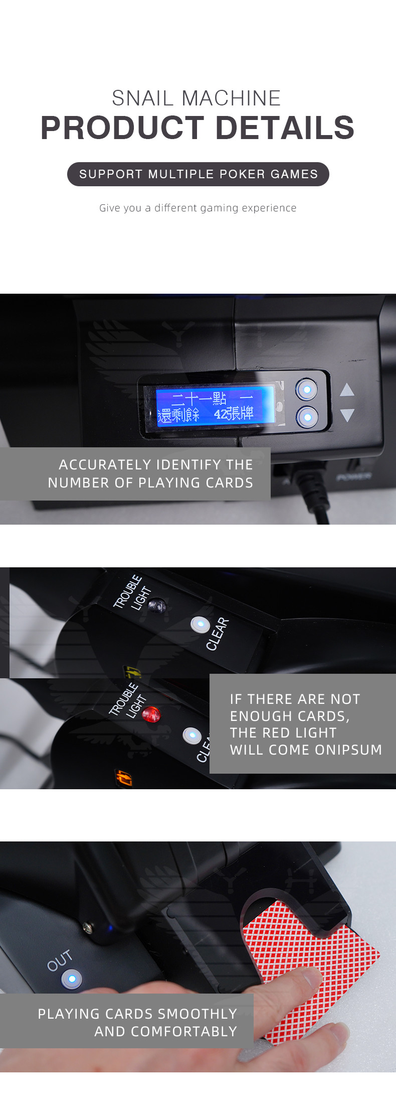 Snail Automatic Playing Card Shuffler Black Customized Service