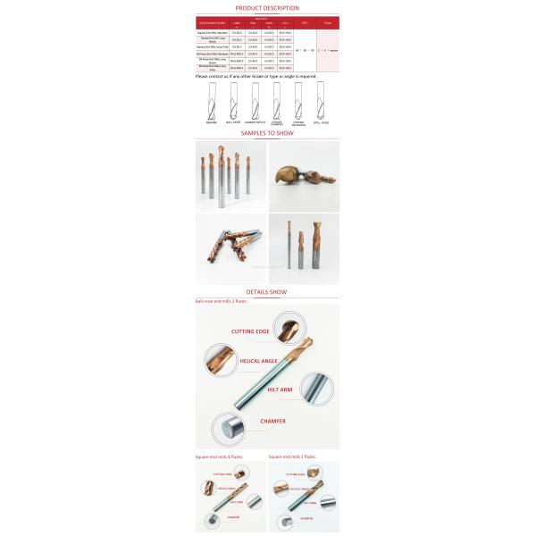 Solid Carbide Cutting Tool HRC45 Ball Nose End Mill