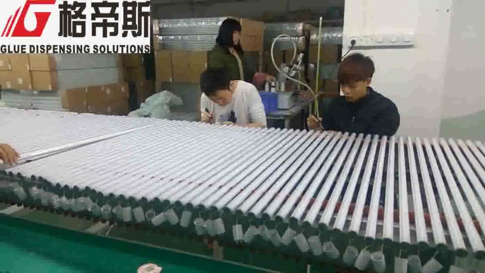T8 Glass Tube Automatic Assembly Machine 1000pcs/h - 1200pcs/h Glue Dispensing System