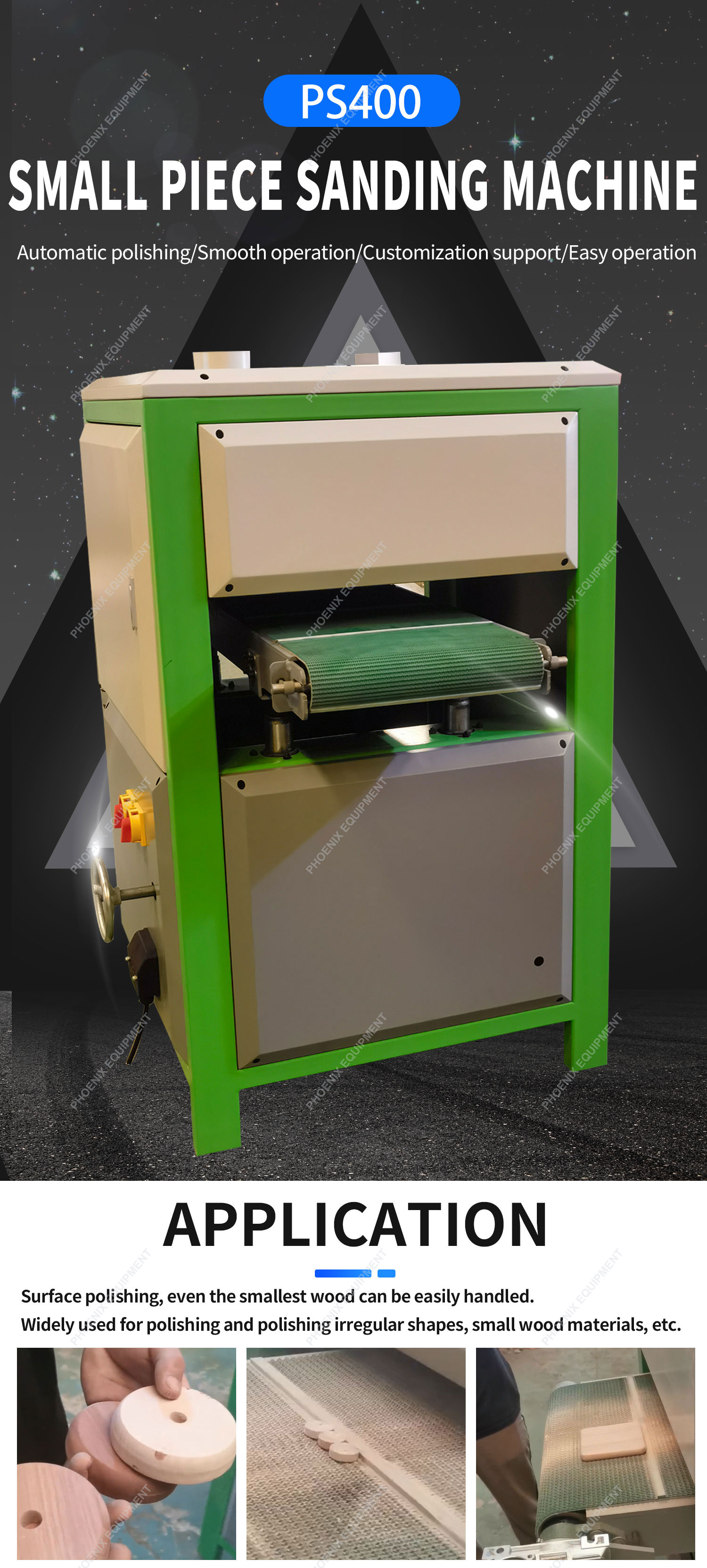 PS400 Single-Sided Small Material Desktop Sanding Machine with Powerful Sanding Motor