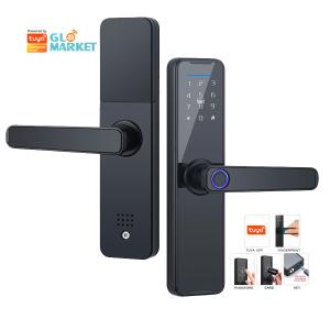 Glomarket Wifi Tuya Smart Door Lock Aluminum Fingerprint Password Card Key Unlock Biometric Digital Smart Lock