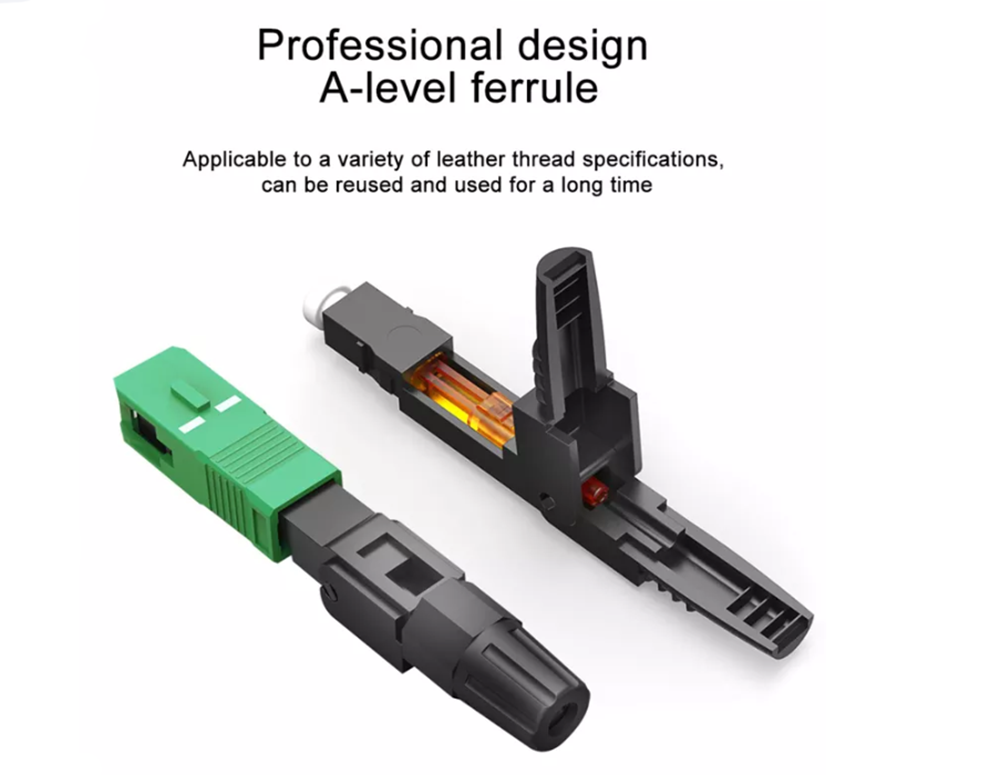 Singlemode Fiber Optic 3.0mm FTTH Products SC APC Fast Connector 60mm