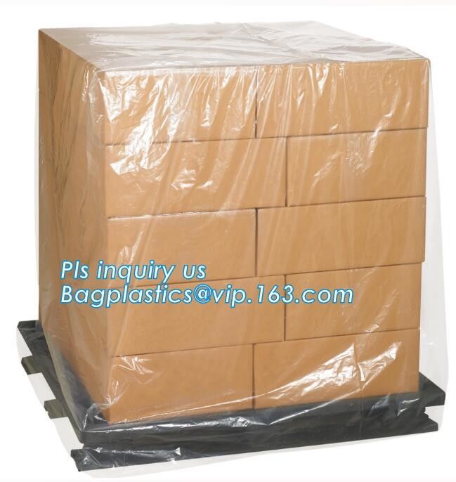 Customized Square Bottom or Side Guesst Plastic Protective Pallet Covers, 4 Mil Dust proof Clear Pallet Covers, BAGPLAST