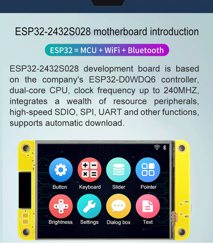 ESP32 2.8 inch resistive touch color LCD display module LVGL development board