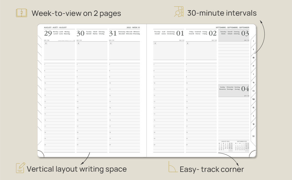 Softcover 2023 ODM Custom Weekly Planner 2022 2024 Yearly Agenda Monthly Tabs
