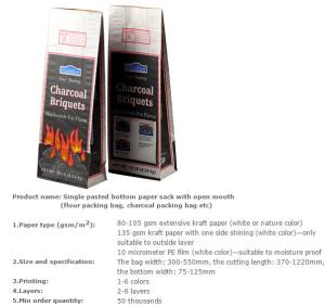 China Custom Label Printing Charcoal packaging Paper Bags, charcoal bags, pp/kraft paper bags for charcoal bags wholesale