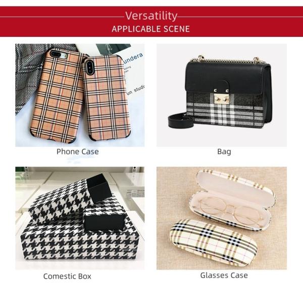 Custom Soft PU Synthetic Leather Cloth Elastic Bottom Classic Plaid Pattern