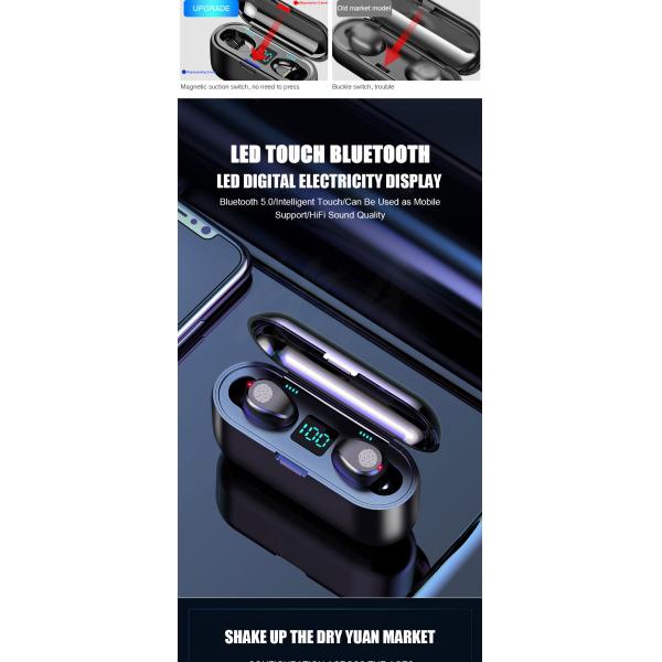 Bluetooth V5.0 Earphone Wireless 8d Surround Stereo HiFi Sound Sport Headphones Wireless Earbuds (with 2000 mAh Power Charging Case, For iPhone Xiaomi)