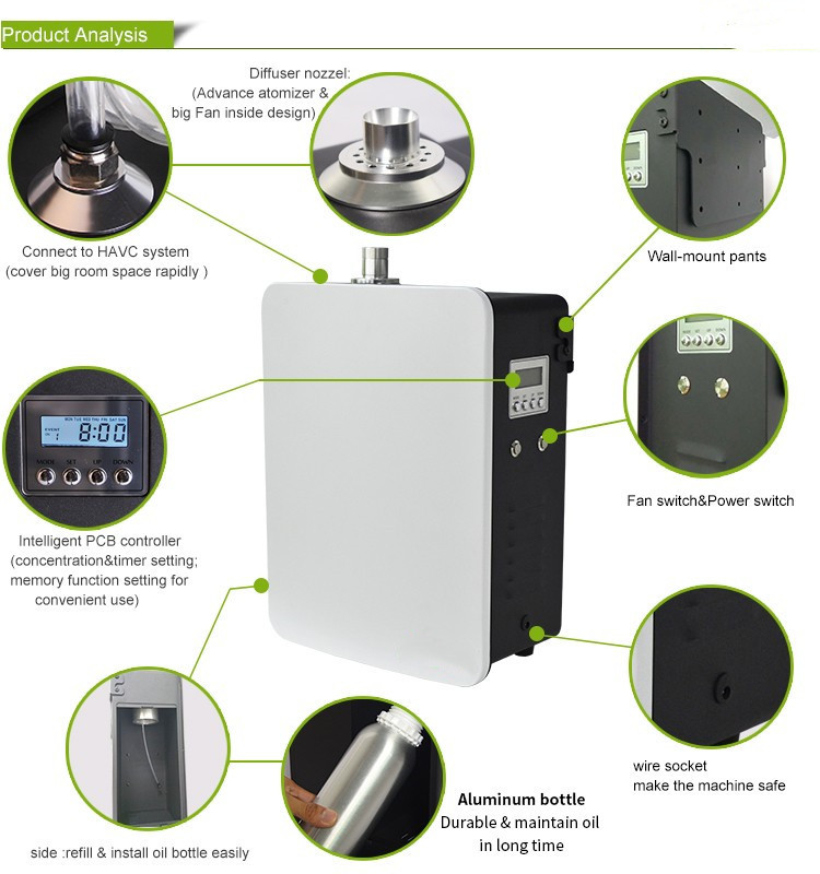 Whisper Quiet and Modern Design W25*D15*H36cm Perfumed Ultrasonic Diffusers with Less Than 35dB Noise Level