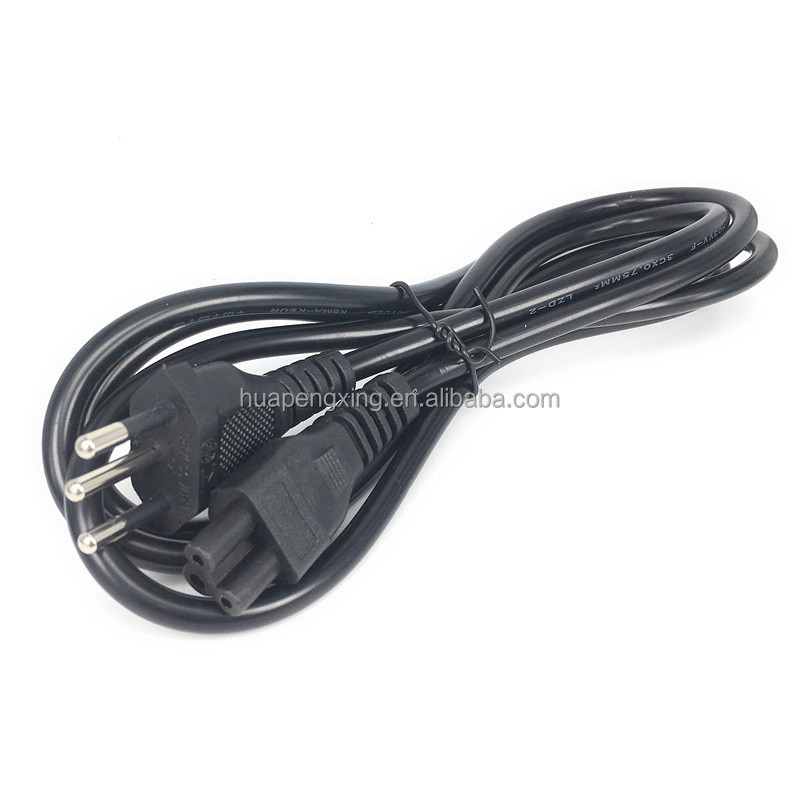 IEC320 C5 3 Round Pin Power Cord For Brazil NBR14136 Standard 3x0.75 Square Core