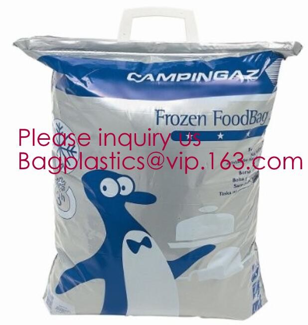 Custom Packing Aluminum Foil Zip-Lock Grocery Handle Thermal Insulation Cooler Bag For Outdoors,Promotional Insulated La