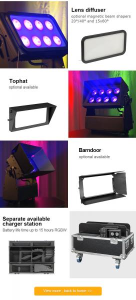ROSH Battery Powered LED Stage Lights RGBWA + UV 6 In 1 RGBW Led Flood Spotlights DMX512