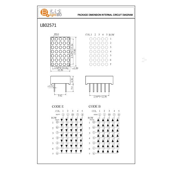High Luminous Flexible 0.7inch 5*7 Dot Matrix Display LED Screen For Message Board