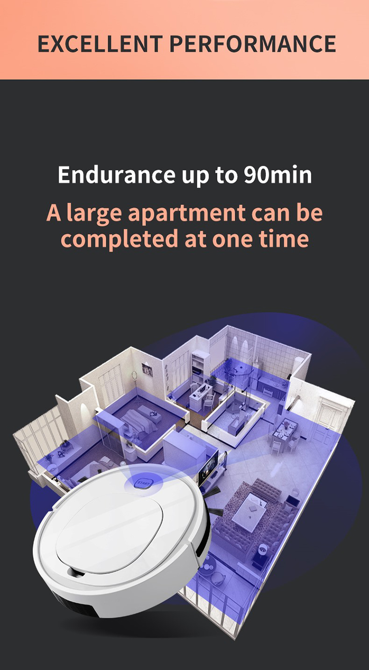 FCC Robot Vacuum For High Pile Carpet Outlet White Floor Mopping Robot