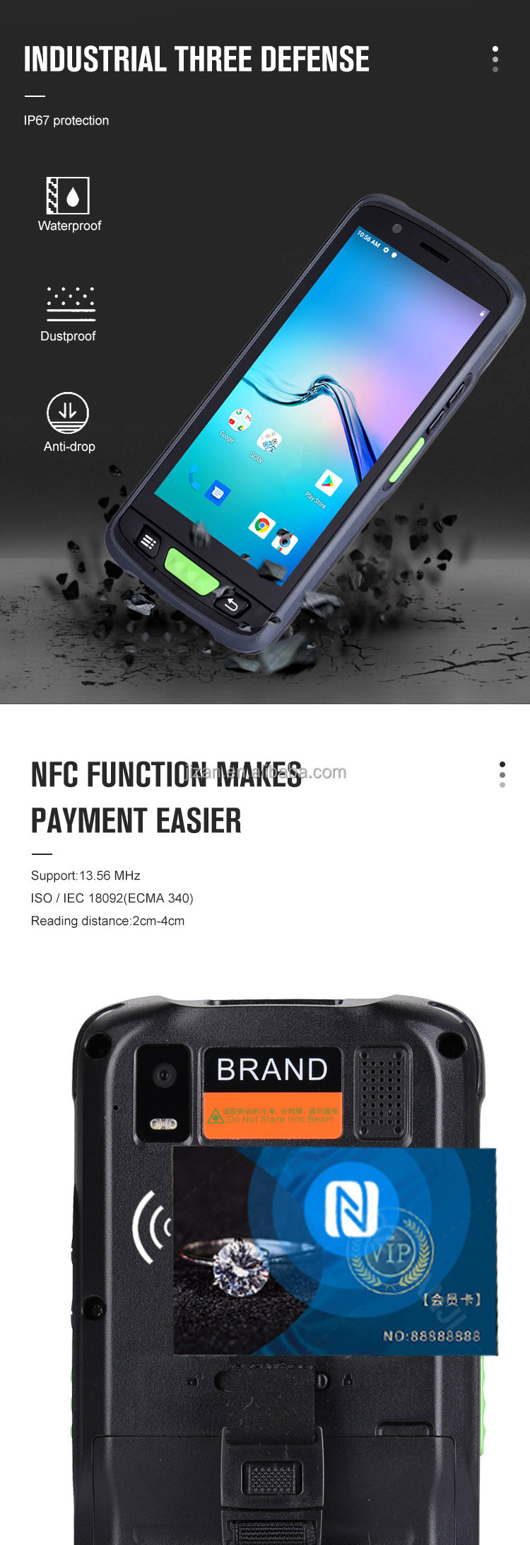JZIOT V9000P Handheld Portable Barcode Scanner Wireless 2D Barcode Scanner Android OS GPS GSM