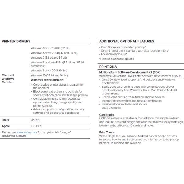 Zebra original ZC300 Single sided ID Card Printer Max. Resolution 300dpi 300dpi 9kg