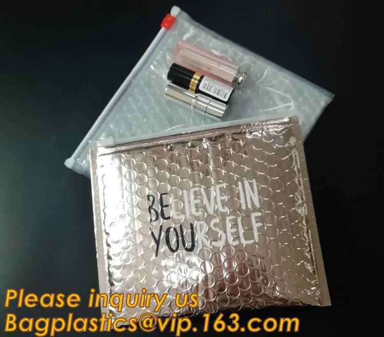 Cosmetic Slider Zip lockk Bubble Bags Bubble Slide Pouch,Zip lockk esd bubble bag bubble packaging wrap cosmetic pouch slide