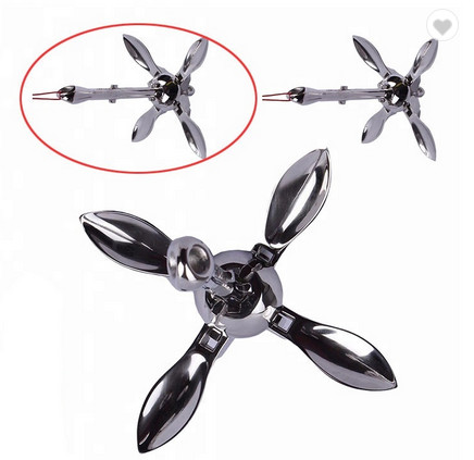 1.5lb 8inch Marine Hardware Folding Grapnel Anchor Silver Claw