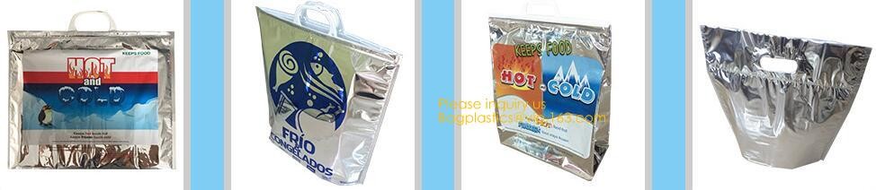 Custom Packing Aluminum Foil Zip-Lock Grocery Handle Thermal Insulation Cooler Bag For Outdoors,Promotional Insulated La