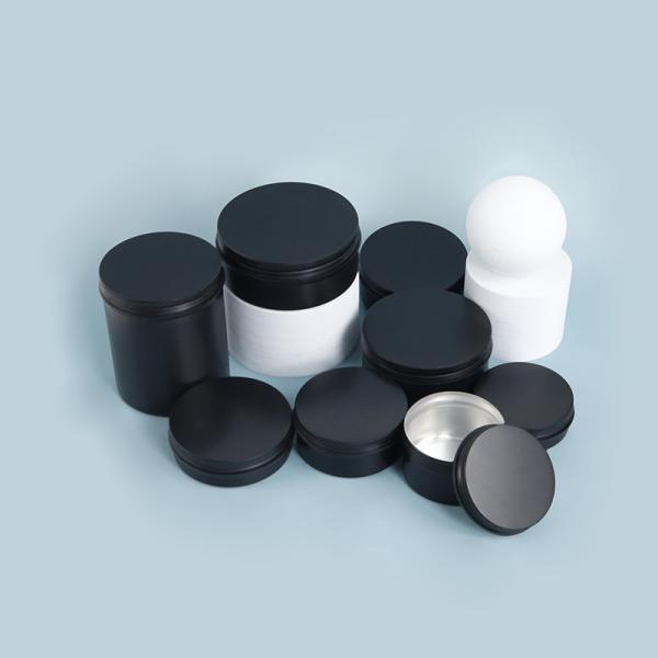 Custom Black Aluminum Candle Tin Metal Case for Solid Scented Candle 6 oz With Lids Food Storage Box Industrial Food
