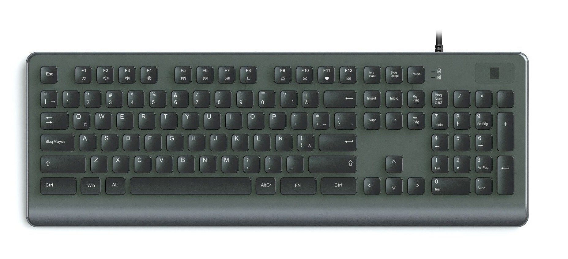 USB Plastic Keyboard With Fingerprint Reader Function Keys Multimedia Keys And Numeric Keys