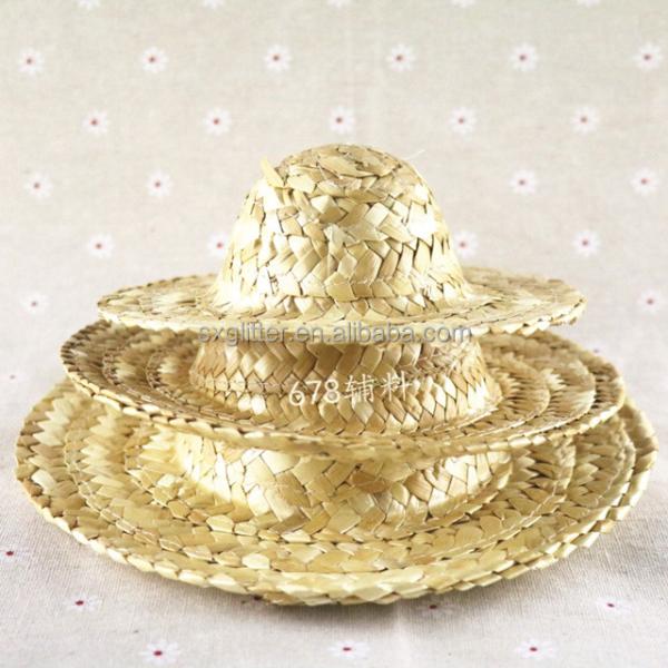 Handicraft Woven Hat Mini Hand-woven Straw Hat Craft Decoration Hat DIY Accessory Natural Color