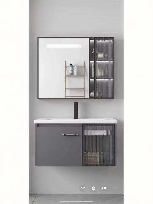 Customized Designs Bath Mirror Floating Cabinet with Acrylic Door Panel and Light
