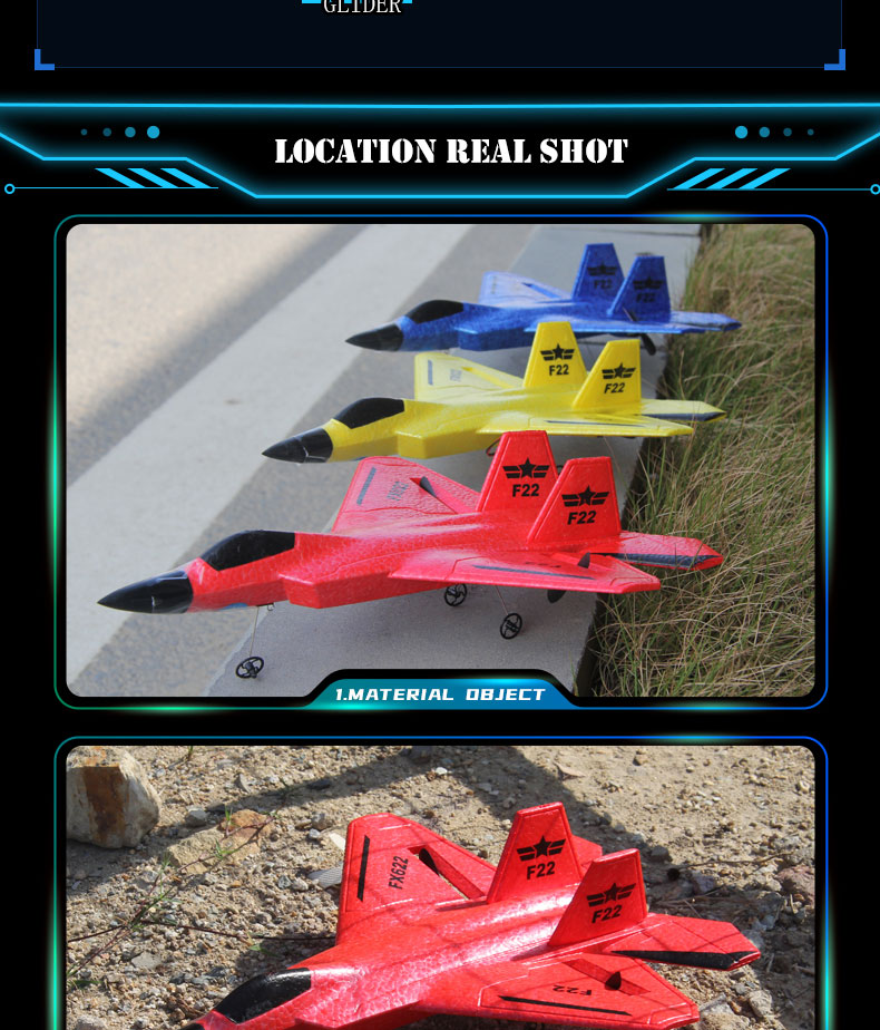FX622 RC Plane Remote Control Aircraft F22 Model Toy Small Foam Glider With Lights Fighter for Upgrade 2.4GHz Frequency