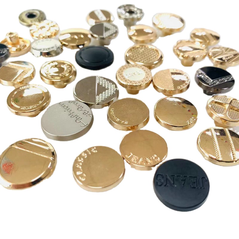 Low Moq Custom Logo Engraved Gold jeans Button / Snap button For Jeans jacket