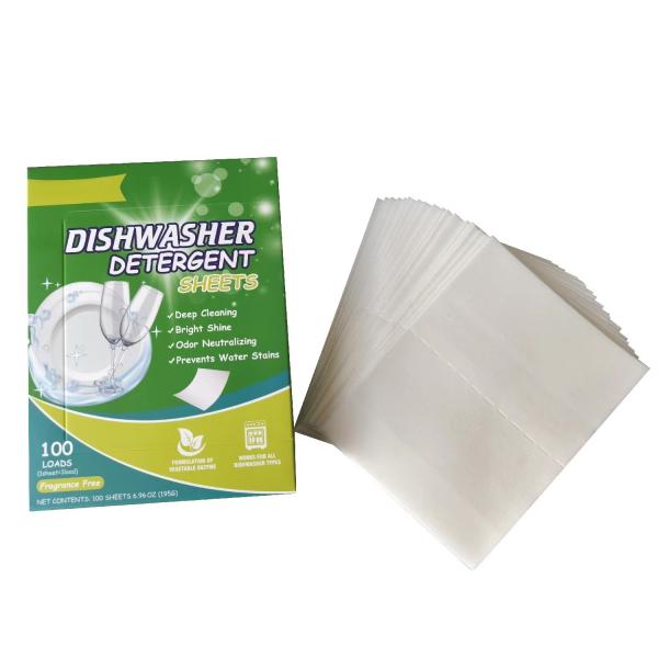 No Residue Dish Washing Sheets Dishwasher Cleaning Strips Softening Agents