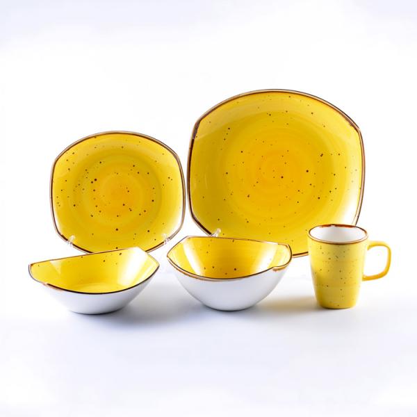 SGS Porcelain Vintage Color Dinnerware Set For Banquet Halls