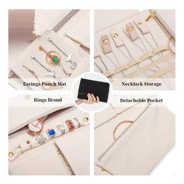 Microfabric Jewelry Travel Organizer Roll Pouch Luxury Necklace Storage Roll