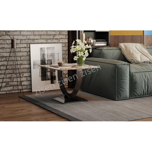 Arc Marble End Coffee Table With Ceramic Top Modern Stainless