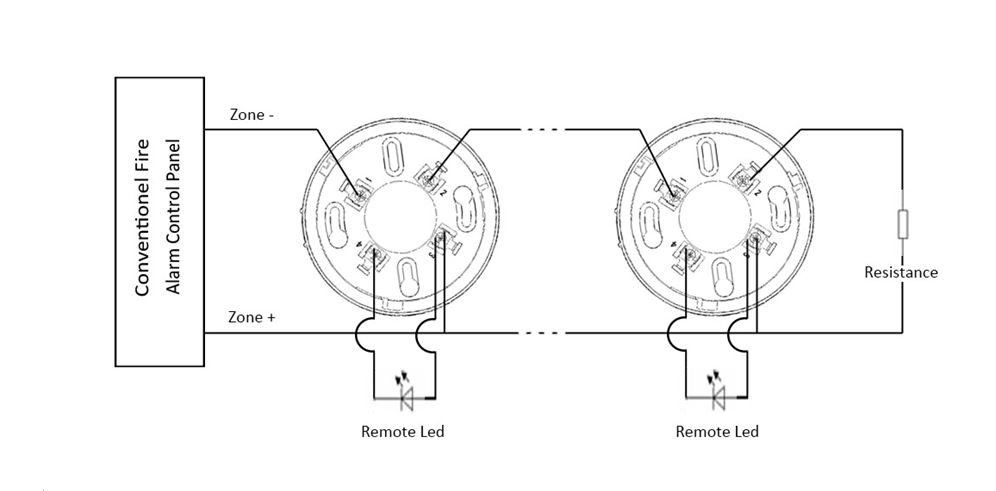 4 Wire / 2 Wire Conventional Smoke Detector for Customized Fire Detection