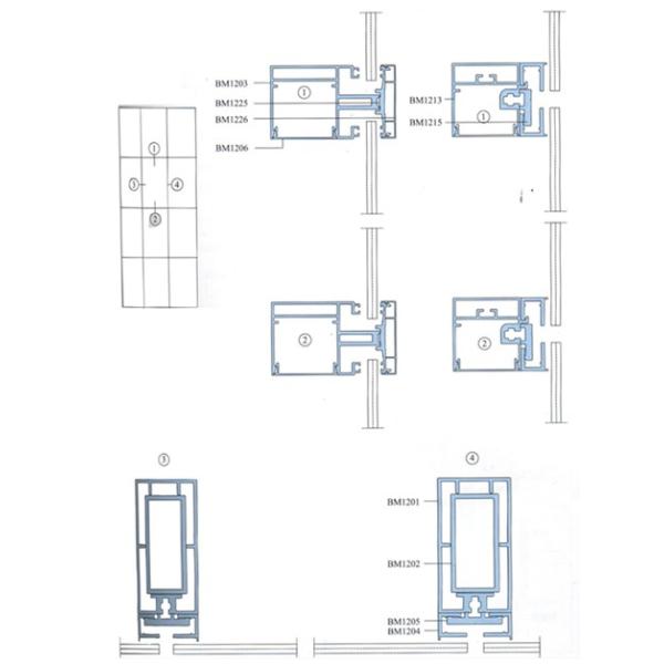 Powder Painted Aluminum Curtain Wall Profile , Aluminum Extrusion Profile