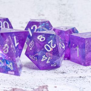 China Translucent Purple Resin RPG Dice Practical For Tabletop Gaming wholesale