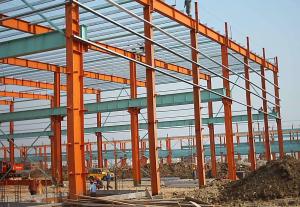 China Q345B Steel Structure Buildings With Red Color Paint Area Size 6000 Square Meter wholesale